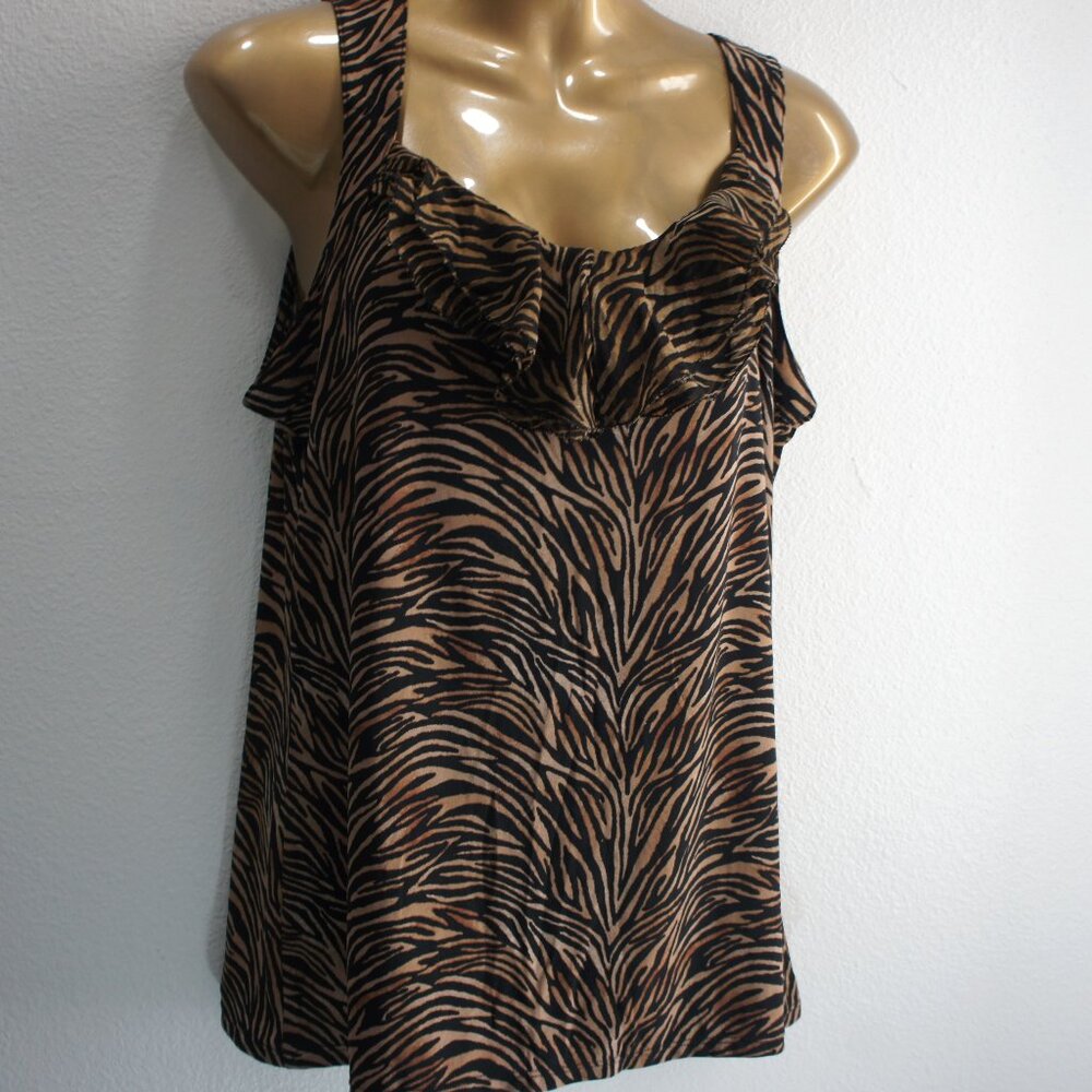 White House Black Market animal ruffle tank top size XL